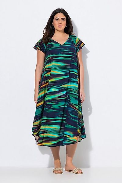 Ulla Popken Strandkleid Midikleid A-Linie V-Ausschnitt Halbarm günstig online kaufen