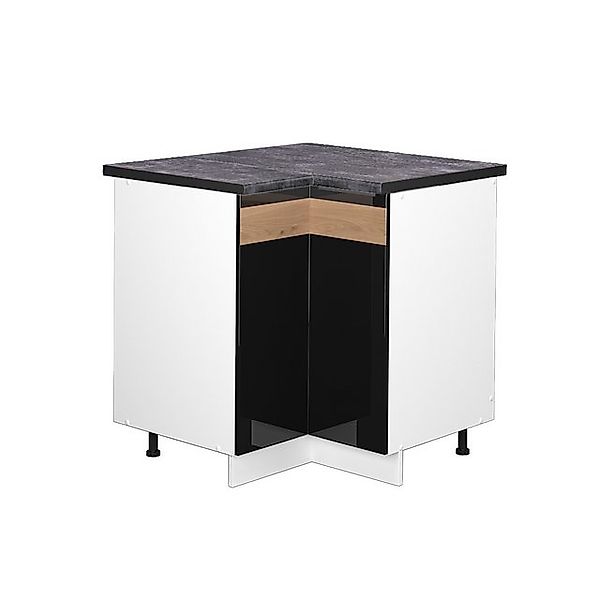 Vicco Eckunterschrank Fame-Line Schwarz Eiche hochglanz/Weiß 81 cm AP Anthr günstig online kaufen
