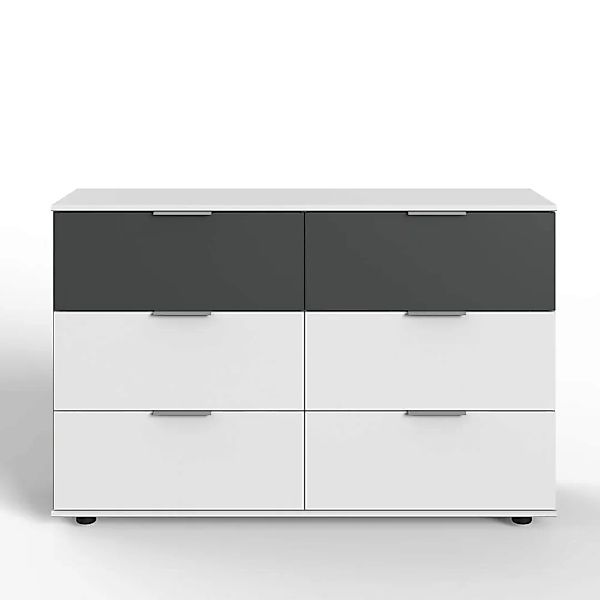 Kommode mit 6 Schubladen, weiß und graphit, VIESTE-43 günstig online kaufen