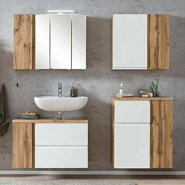 Badezimmer Set, stehend/hängend, in Wotan Eiche Nb. mit weiß matt, VASTO-03 günstig online kaufen