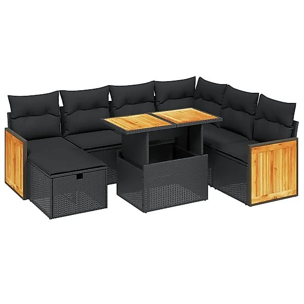 vidaXL 8-Tlg Garten-Sofagarnitur mit Kissen Schwarz Poly Rattan 3276261 günstig online kaufen