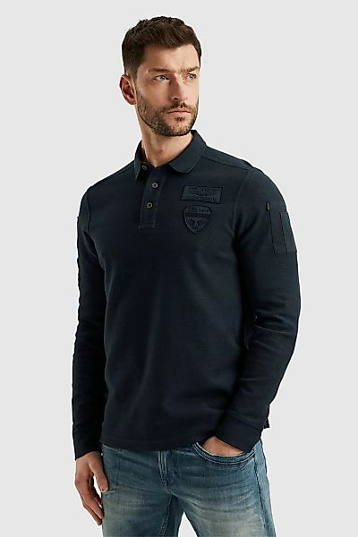 PME Legend Long Sleeve Poloshirt Struktur Navy - Größe M günstig online kaufen