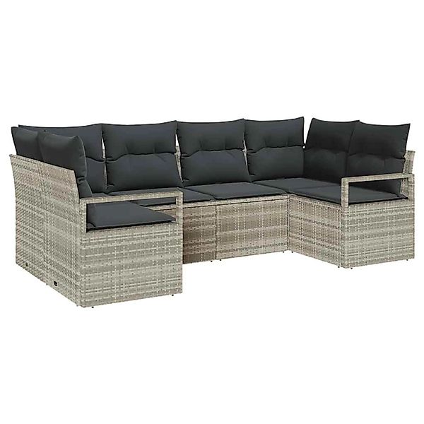 vidaXL Garten-Sofa-Set 6-Tlg Hellgrau Poly Rattan 3346522 günstig online kaufen