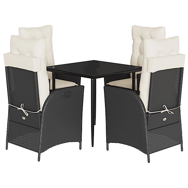 vidaXL 5-Tlg Garten-Essgruppe mit Kissen Schwarz Poly Rattan 3213155 günstig online kaufen