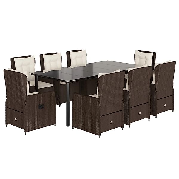 vidaXL 9-Tlg Garten-Essgruppe mit Kissen Braun Poly Rattan 3262853 günstig online kaufen