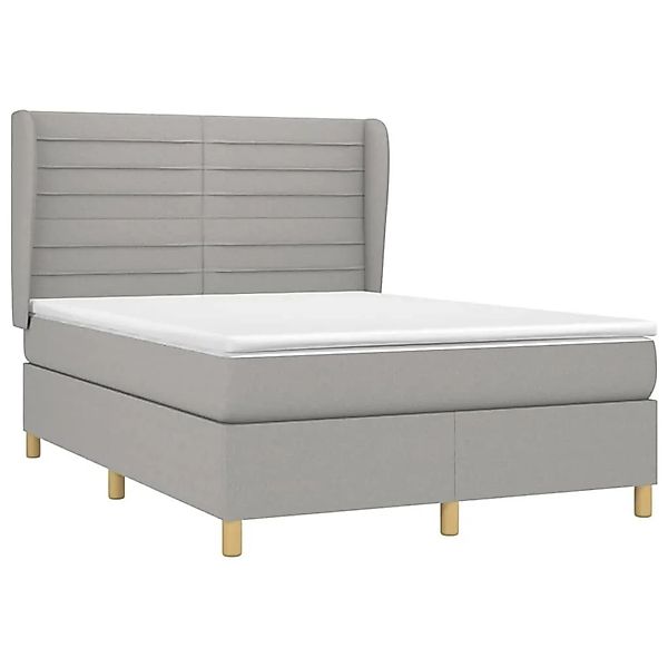 vidaXL Boxspringbett mit Matratze Hellgrau 140x190 cm Stoff 3128597 günstig online kaufen