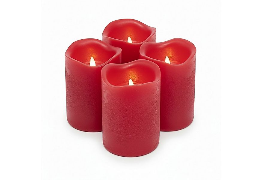 ToCi LED-Kerze 4er-Set LED-Kerze mit Timer Kerzenlicht Echtwachskerze Rot Ø günstig online kaufen