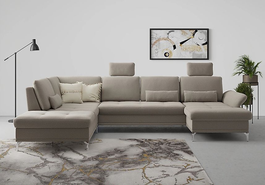 Home affaire Wohnlandschaft "Palm Beach U-Form" Federkern, mit Sitztiefenve günstig online kaufen