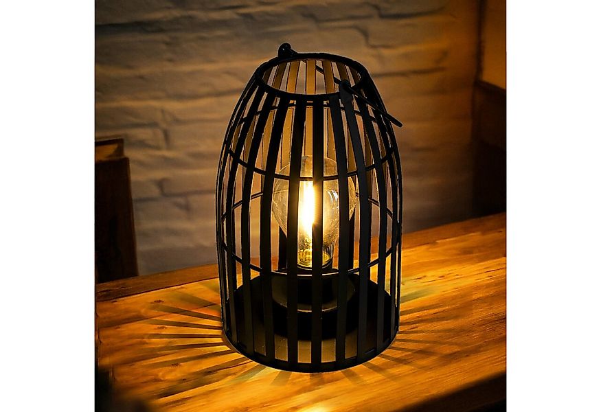 Spetebo LED Windlicht Deko schwarz mit LED Glühbrine und Tragehänkel, Batte günstig online kaufen
