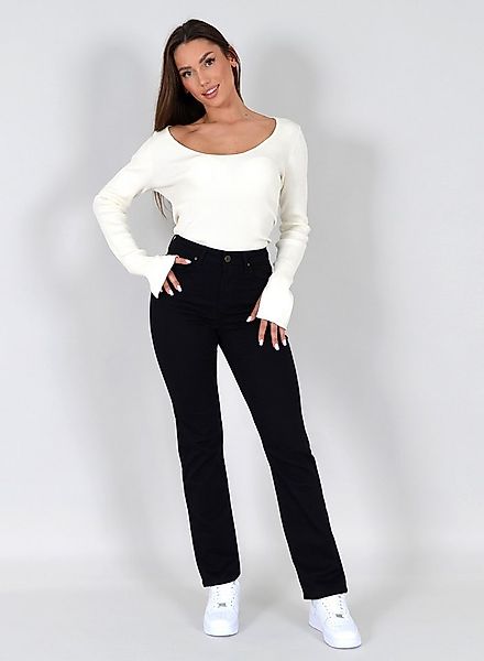 ESRA Straight-Jeans Stretch-Jeans Damen High Waist Jeans Straight Leg Hose günstig online kaufen