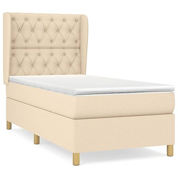 vidaXL Boxspringbett Boxspringbett mit Matratze Creme 80x200 cm Stoff Bett günstig online kaufen