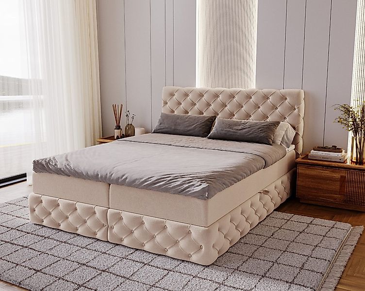 Kaiser Möbel Boxspringbett Chesterfield-Kontinentalbett Luxury Stoff günstig online kaufen