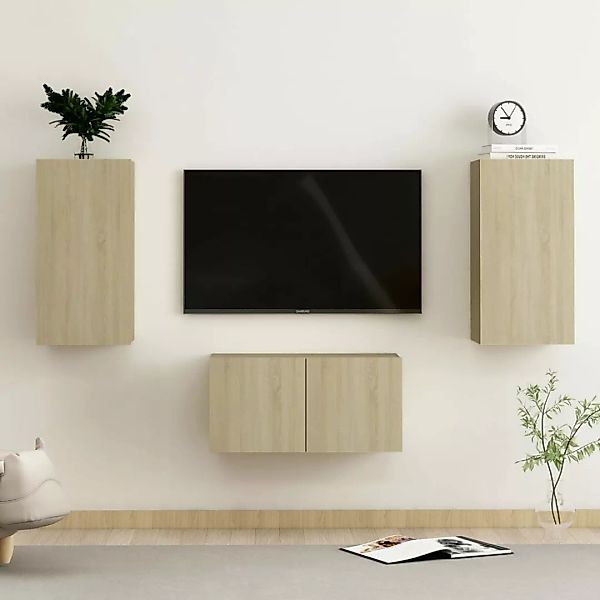 3-tlg. Tv-schrank-set Sonoma-eiche Spanplatte günstig online kaufen