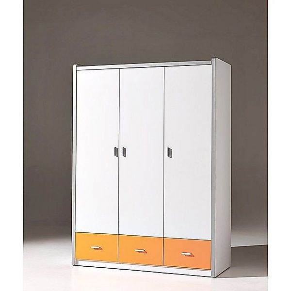 Kleiderschrank BONNY-12, 3-trg, 147cm, Weiß Orange günstig online kaufen