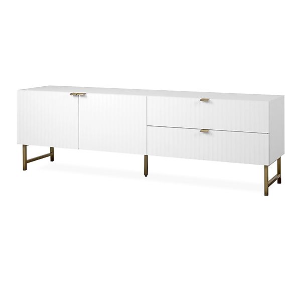 Furn.Design TV-Lowboard Weiß Gold 179 cm 2-türig 3D Struktur Soft-Close Haw günstig online kaufen