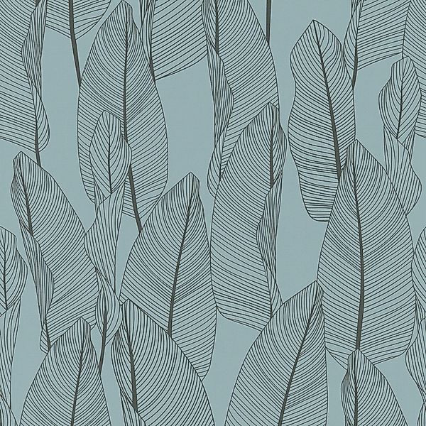 Bricoflor Blätter Tapete Rauchblau Skandinavische Vliestapete mit Blättern günstig online kaufen