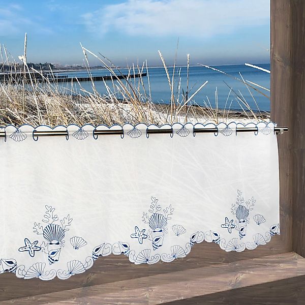 Delindo Lifestyle Scheibengardine "Muscheln" Stangendurchzug 1 Stk. tlg. mi günstig online kaufen