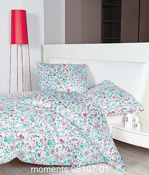 Janine Janine Mako-Satin Bettwäsche moments 98107 rosa mint Größe:  155x220 günstig online kaufen