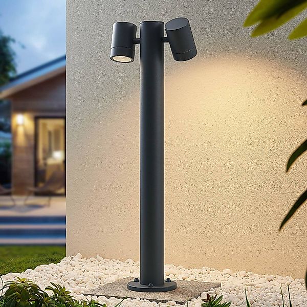 Lucande Maloney Pollerleuchte, zweiflammig, 75 cm, anthrazit günstig online kaufen