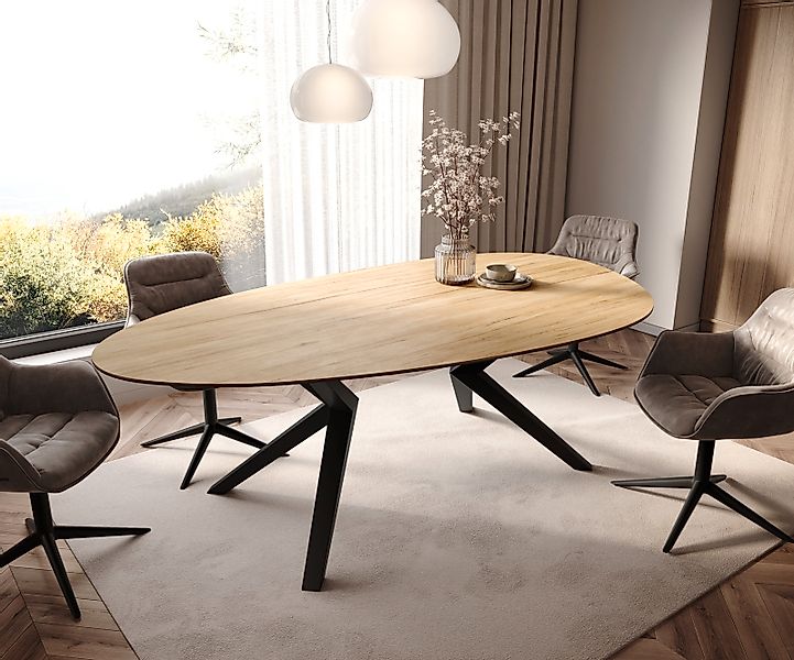 Esstisch Edge Oval 220x120 Keramik Laminam® Sabbia Eichefarbig Zenthara kan günstig online kaufen