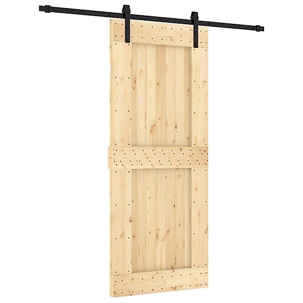 vidaXL Schiebetür mit Beschlag 85x210 cm Massivholz Kiefer 3202994 günstig online kaufen