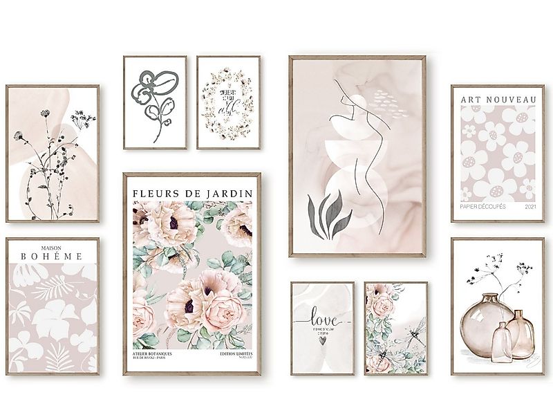 homestyle-accessoires Poster Bilder Wandbilder Bilderwand Set FLEURS DE JAR günstig online kaufen