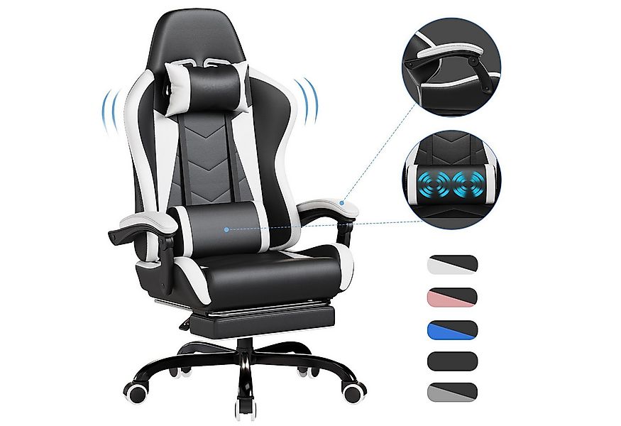 HOMALL Gaming-Stuhl Massage Gaming Stuhl mit Fußstütze 90-135° Rückenlehne günstig online kaufen