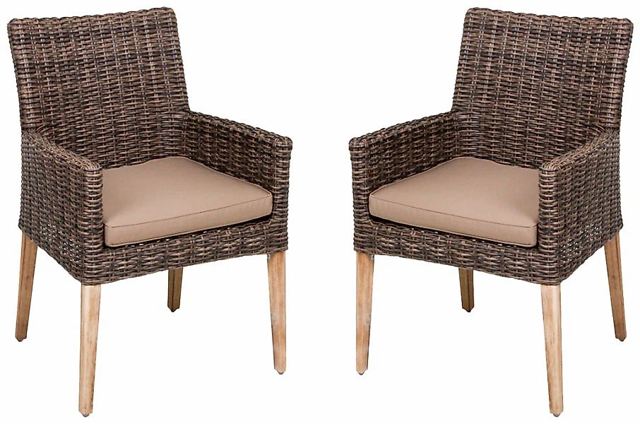 Garden Pleasure Gartenstuhl "NORVELL" (Set) 2 Stk.2er Set, Akazie/Polyratta günstig online kaufen