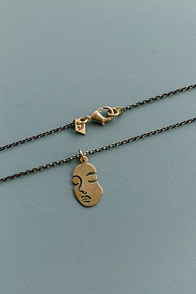 Halskette "Face " Messing In Gold Und Schwarz günstig online kaufen