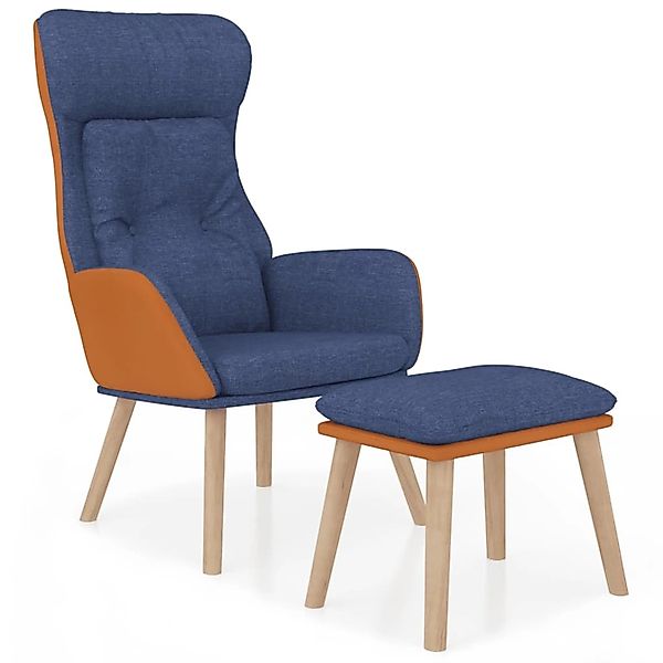 vidaXL Relaxsessel mit Hocker Blau Kunstleder & Stoff 3097765 günstig online kaufen
