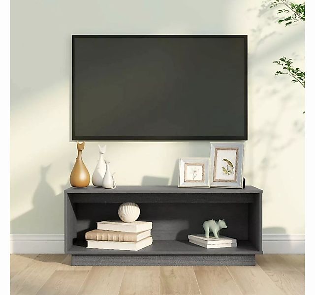 furnicato TV-Schrank Grau 90x35x35 cm Massivholz Kiefer günstig online kaufen