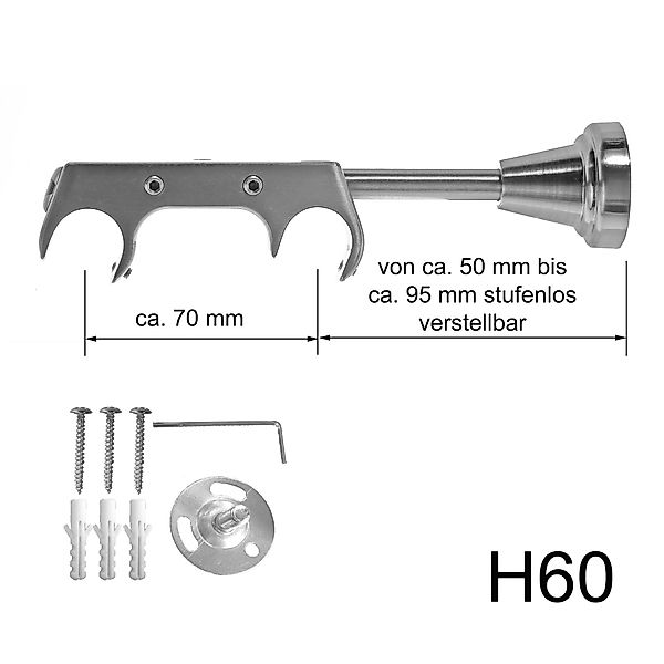 BASIT Gardinenstange Edelstahloptik 20mm mit Wandträgern günstig online kaufen