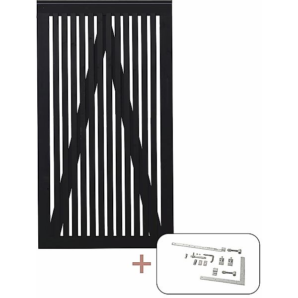 Einzeltor Sendai Nadelholz Schwarz 100 cm x 180 cm günstig online kaufen