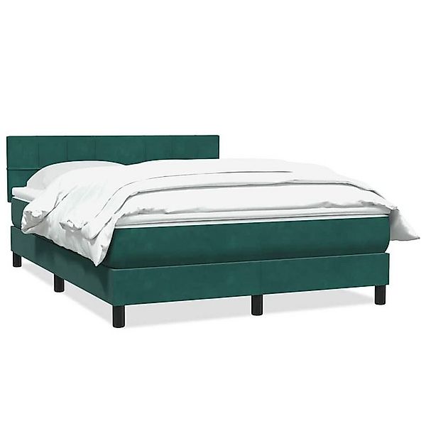 vidaXL Boxspringbett, Boxspringbett mit Matratze Dunkelgrün 140x220 cm Samt günstig online kaufen