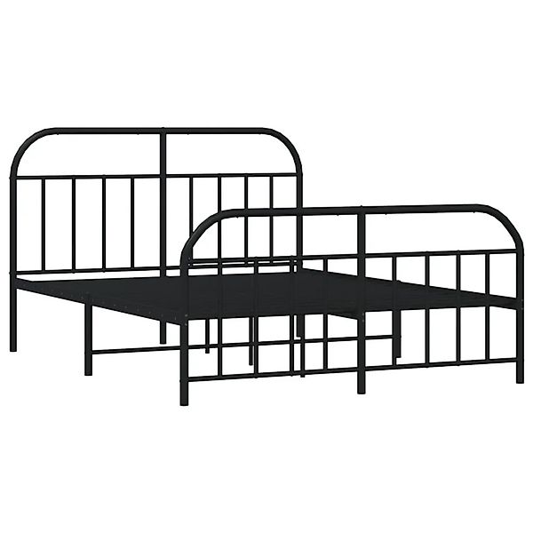 vidaXL Bettgestell mit Kopf- und Fußteil Metall Schwarz 140x190 cm 353653 günstig online kaufen