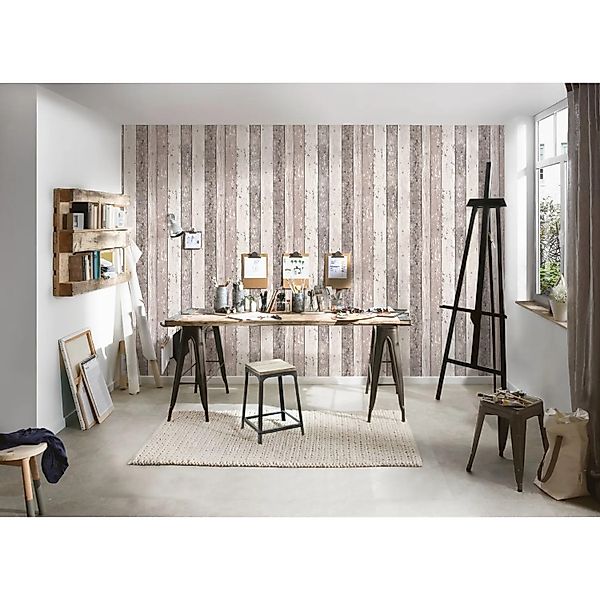 A.S. Création Tapete Holzoptik Braun und Creme-Beige 53 cm x 10,05 m AS-855 günstig online kaufen