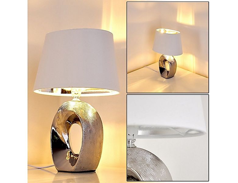 hofstein Tischleuchte Keramik silber Nacht Tisch Lese Lampen Schlaf Wohn Zi günstig online kaufen