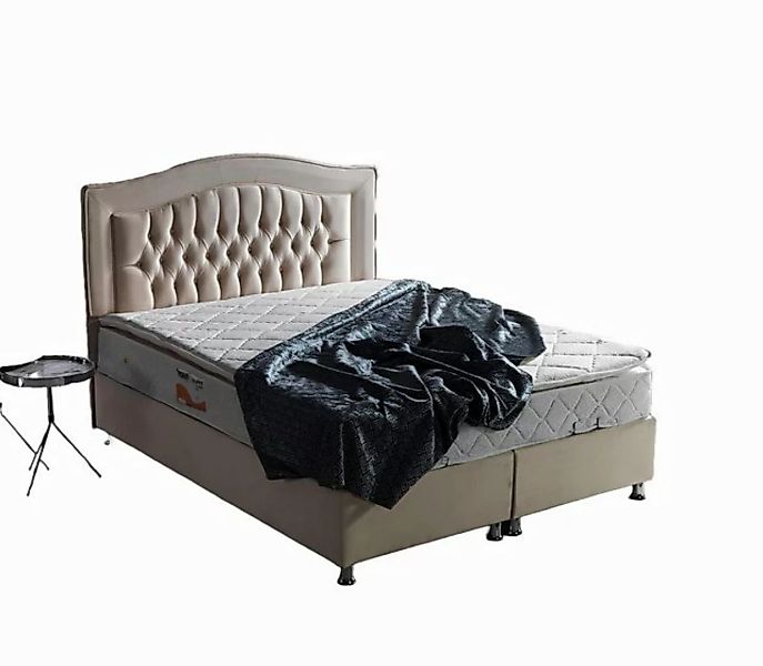 JVmoebel Bett Bett Design Betten Luxus Beige Polster Schlafzimmer Möbel Sil günstig online kaufen