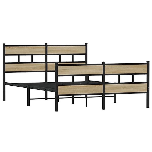 vidaXL Bett Metallbett ohne Matratze Sonoma-Eiche günstig online kaufen