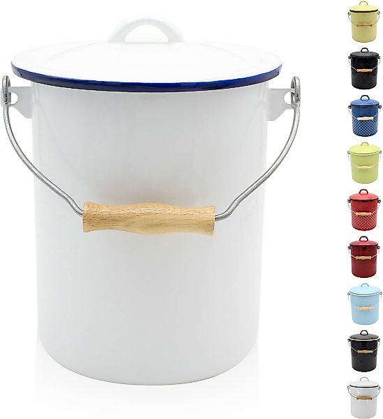 Krüger Mülleimer "Emaille-Eimer mit Deckel Serie Rio" schnitt- / kratzfeste günstig online kaufen