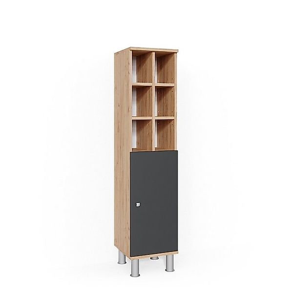 Vicco Midischrank Fynn Anthrazit/Goldkraft Eiche 30 x 131 cm Große Tür günstig online kaufen