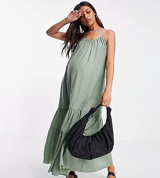 Topshop Maternity – Gestuftes Midi-Hängerkleid in Grün günstig online kaufen
