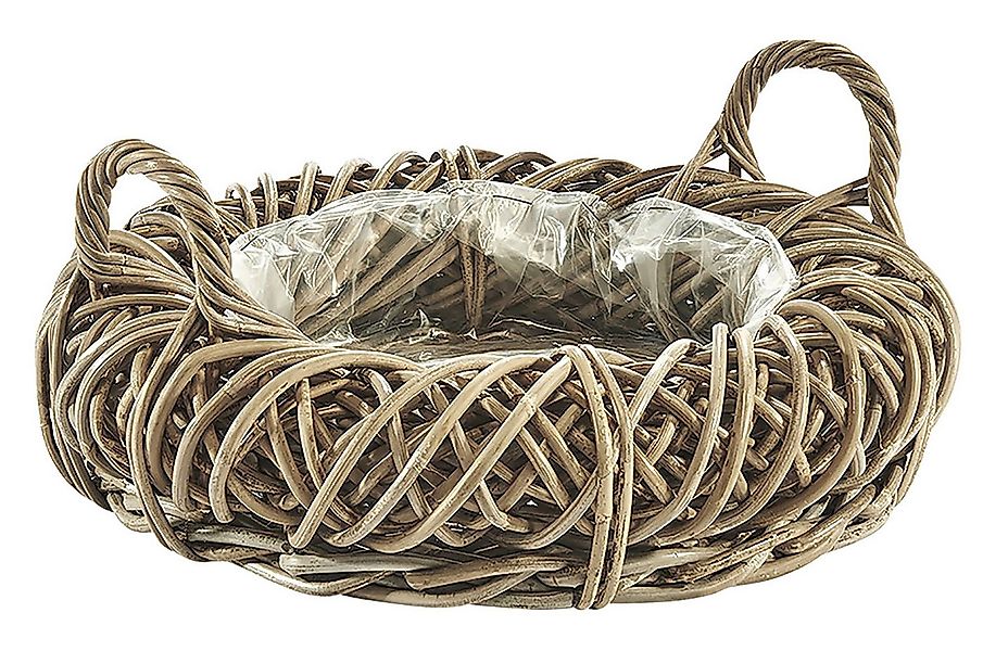 Kobolo Pflanzkübel Pflanzschale aus Rattan in Kubu grey mit Folie günstig online kaufen