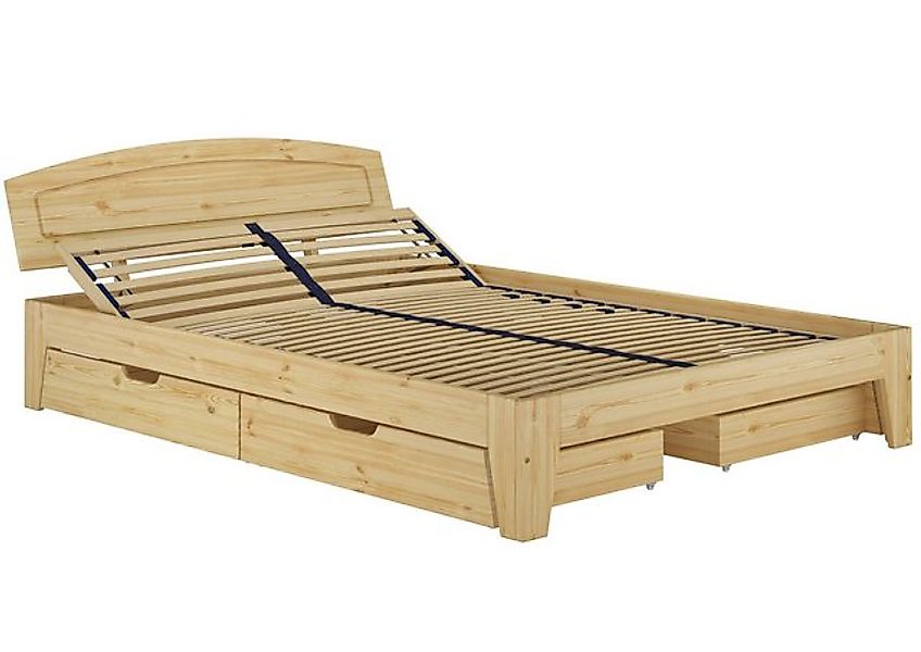 ERST-HOLZ Bett Doppelbett Echtholzbett 140x200 Kiefer massiv natur Zubehör günstig online kaufen