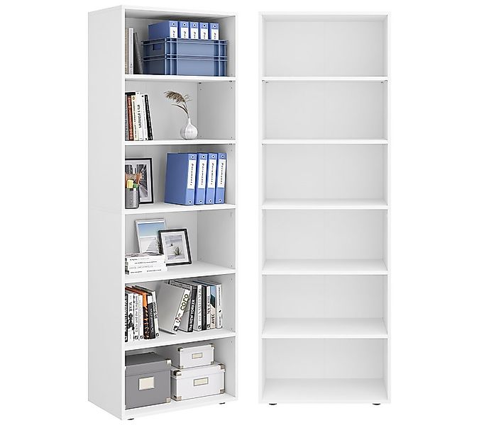 Bellamio Regal Apol 176 cm hoch, weiß, Holzregal mit 6 höhenverstellbaren F günstig online kaufen