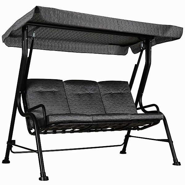 Outsunny Hollywoodschaukel Gartenschaukel mit Sonnendach, 3-Sitzer, günstig online kaufen