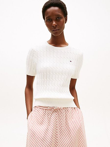 Tommy Hilfiger Kurzarmpullover CO CABLE MID GG S/S C-NK SWT mit Zopfmuster günstig online kaufen