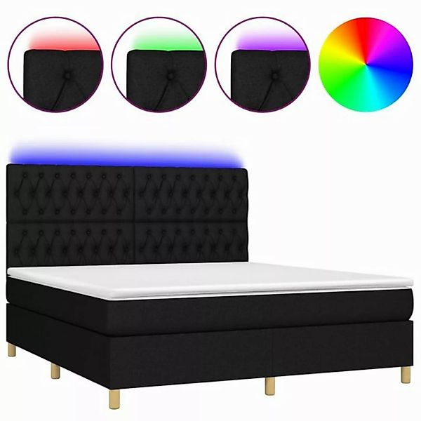 vidaXL Boxspringbett Boxspringbett mit Matratze LED Schwarz 160x200 cm Stof günstig online kaufen