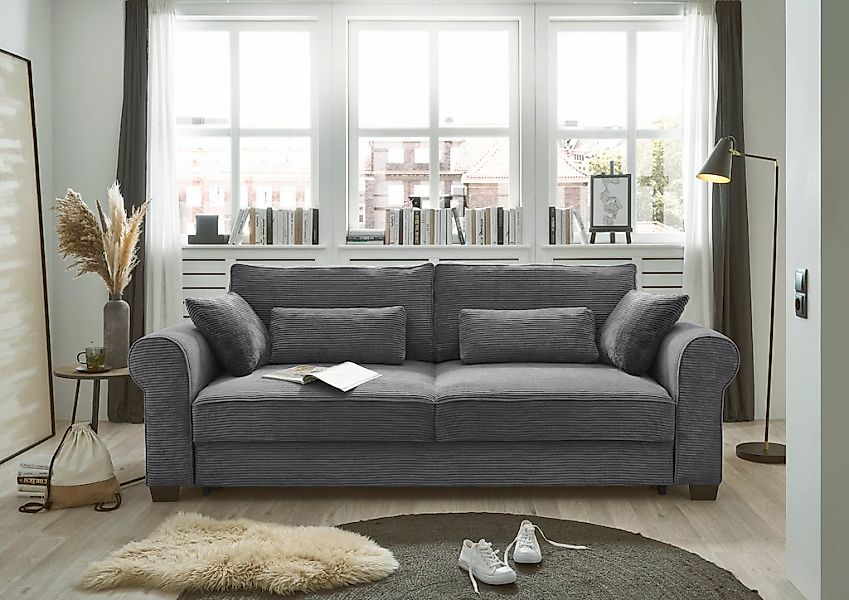 ED EXCITING DESIGN Schlafsofa "Angelina", mit Bettkasten & 4 Zierkissen günstig online kaufen