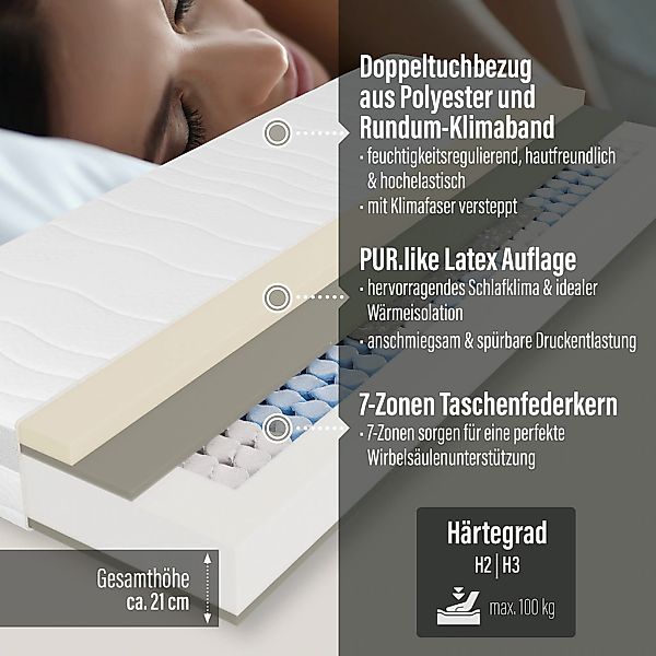 Beco Taschenfederkernmatratze "Feel Like Latex ONE TFK - GOLD, Matratze 90x günstig online kaufen